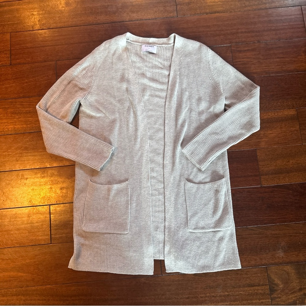 Gray Open Fly Away Cardigan, Old Navy Size M, Knit With Pockets
